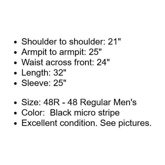 Joseph Abboud Sport Coat Mens 48R Black Micro Stripe Wool Tweed Jacket Lined - Picture 5 of 16